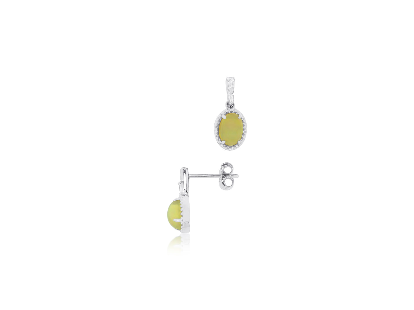 Opal and Diamond Dangle Earrings