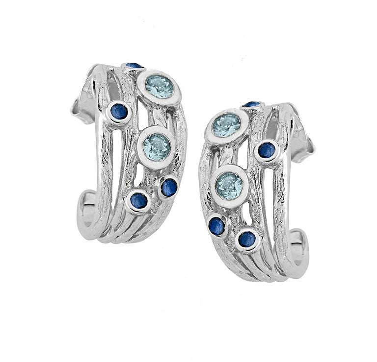Sapphire and Blue Topaz Hoops
