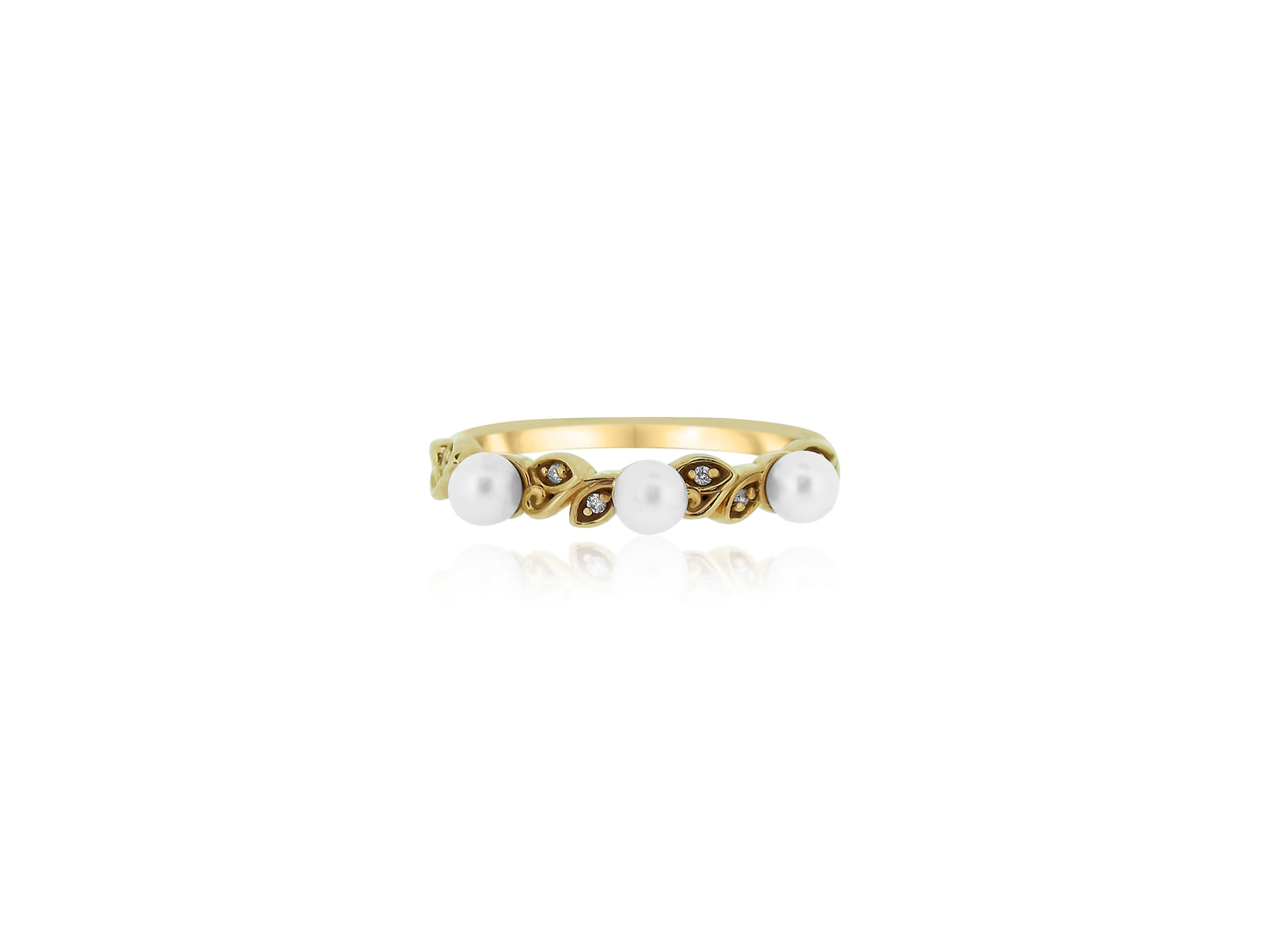Triple Pearl Rose Gold Ring
