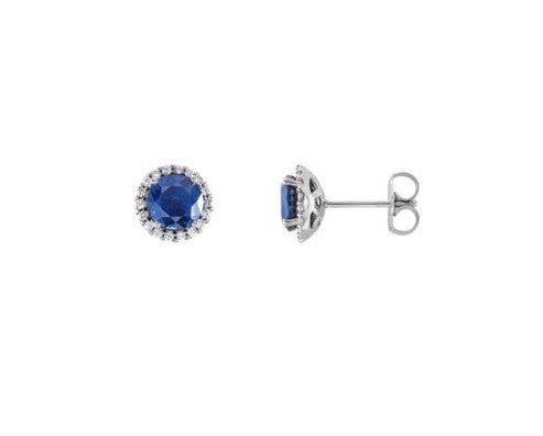 Sapphire Diamond Halo Earrings