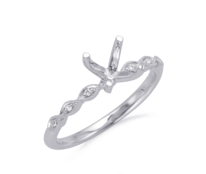 Sculptured Diamond Semi Mount Ring