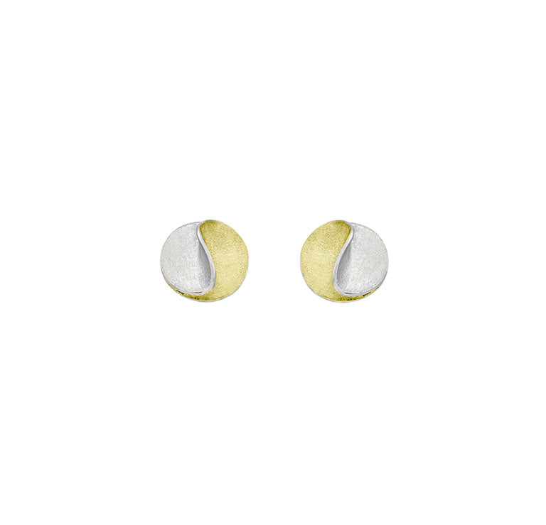 Silver Gold Disc Wave Earrings