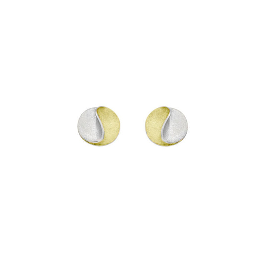 Silver Gold Disc Wave Earrings