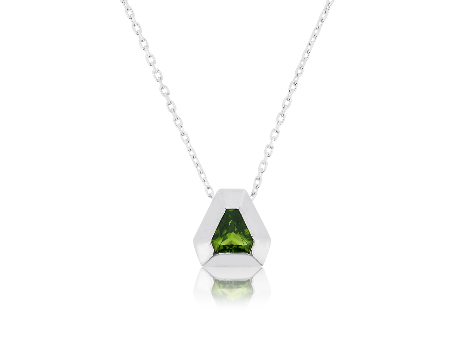 Peridot Trillion Silver Pendant