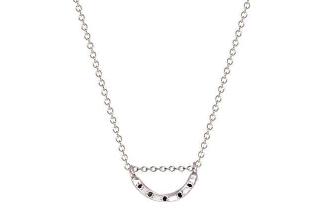 Small Curve with Black Diamond Pendant