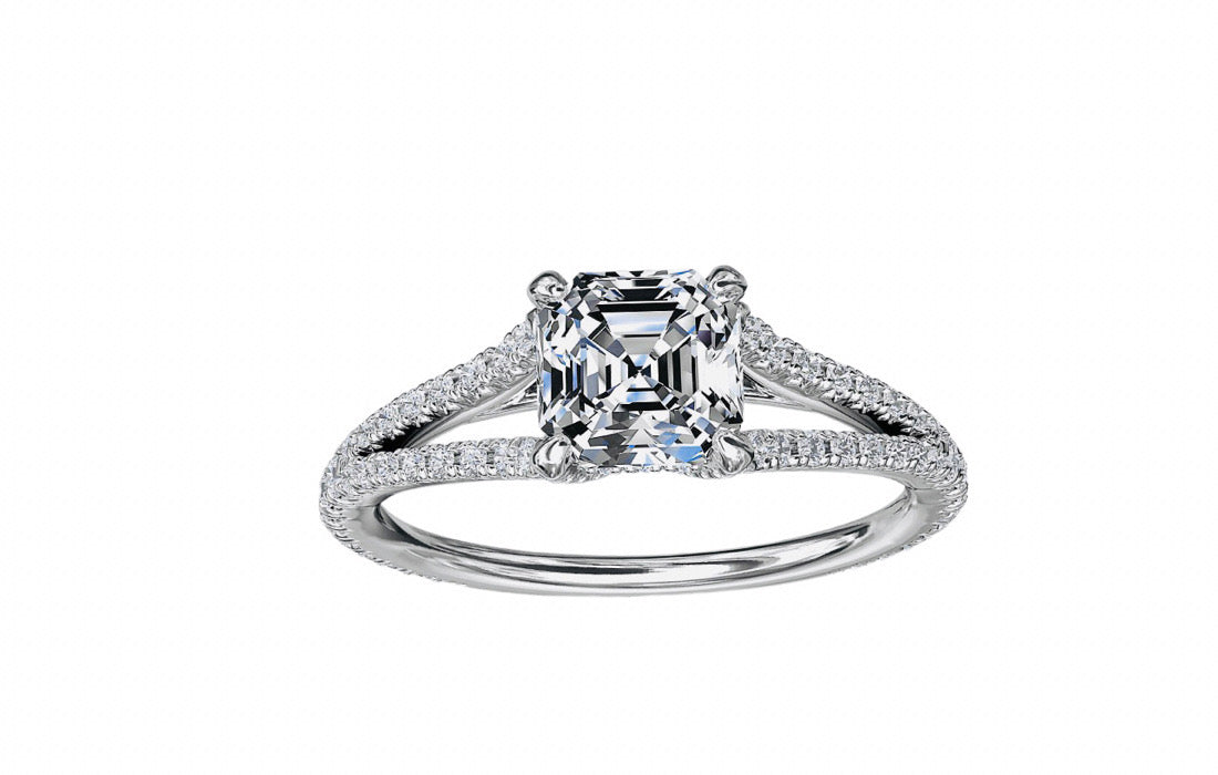 Asscher Diamond Ring with Split Band