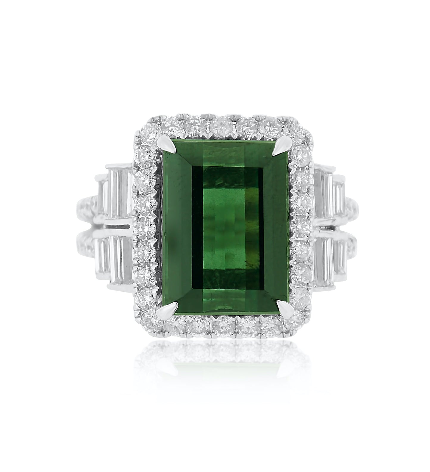 Green Tourmaline and Diamond Ring