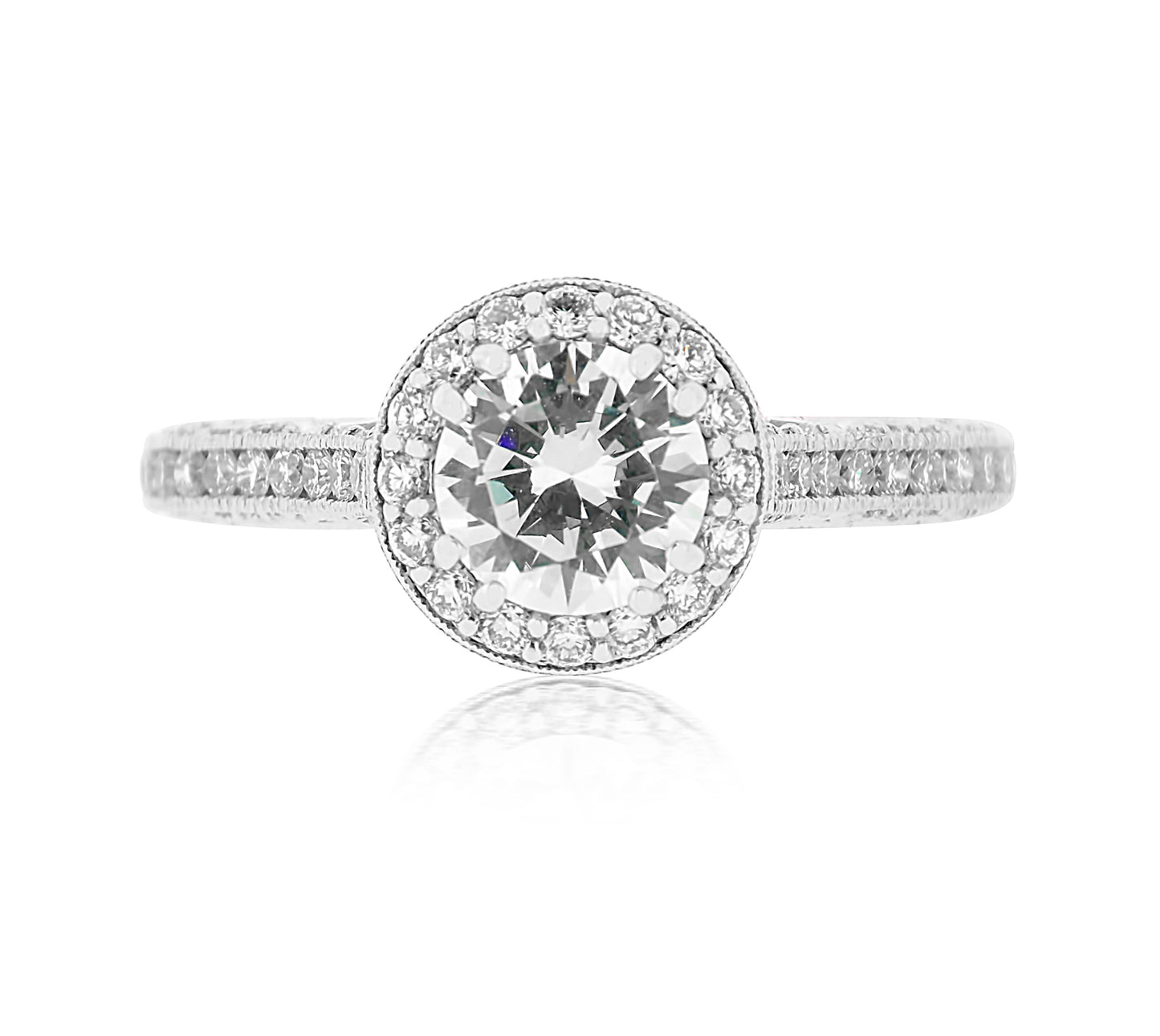 Detailed Halo Diamond Semi Mount Ring