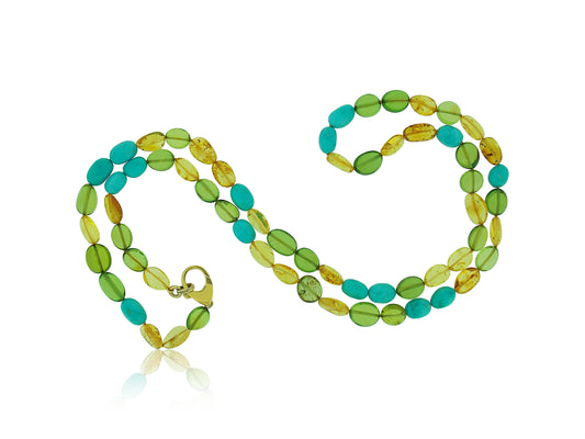 Amber and Turquoise Long Necklace