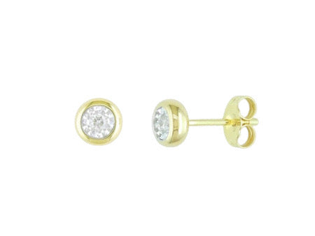 Diamond Illusion Yellow Gold Bezel Studs