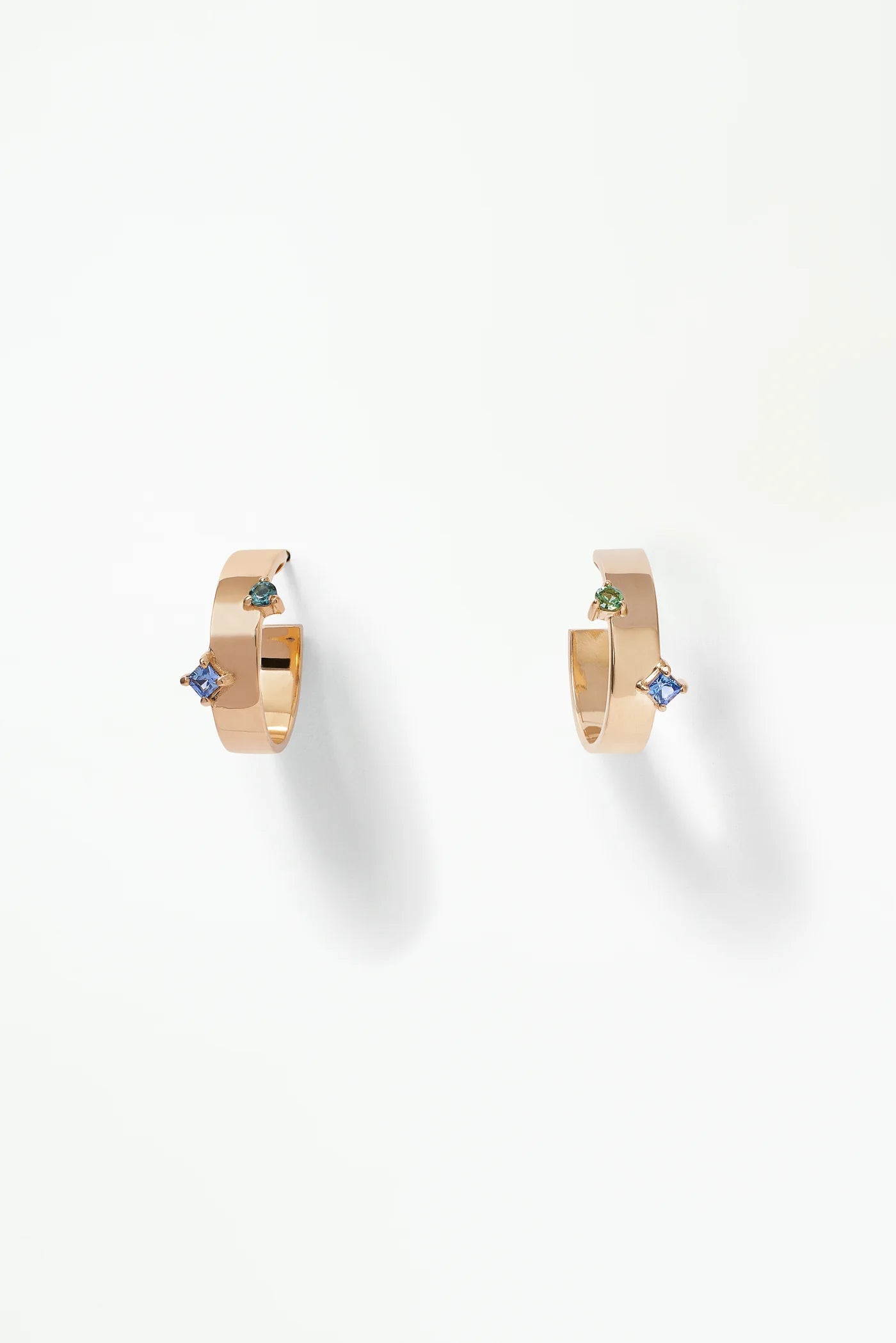 Fancy Sapphire and Tourmaline Bove Hoop Earrings