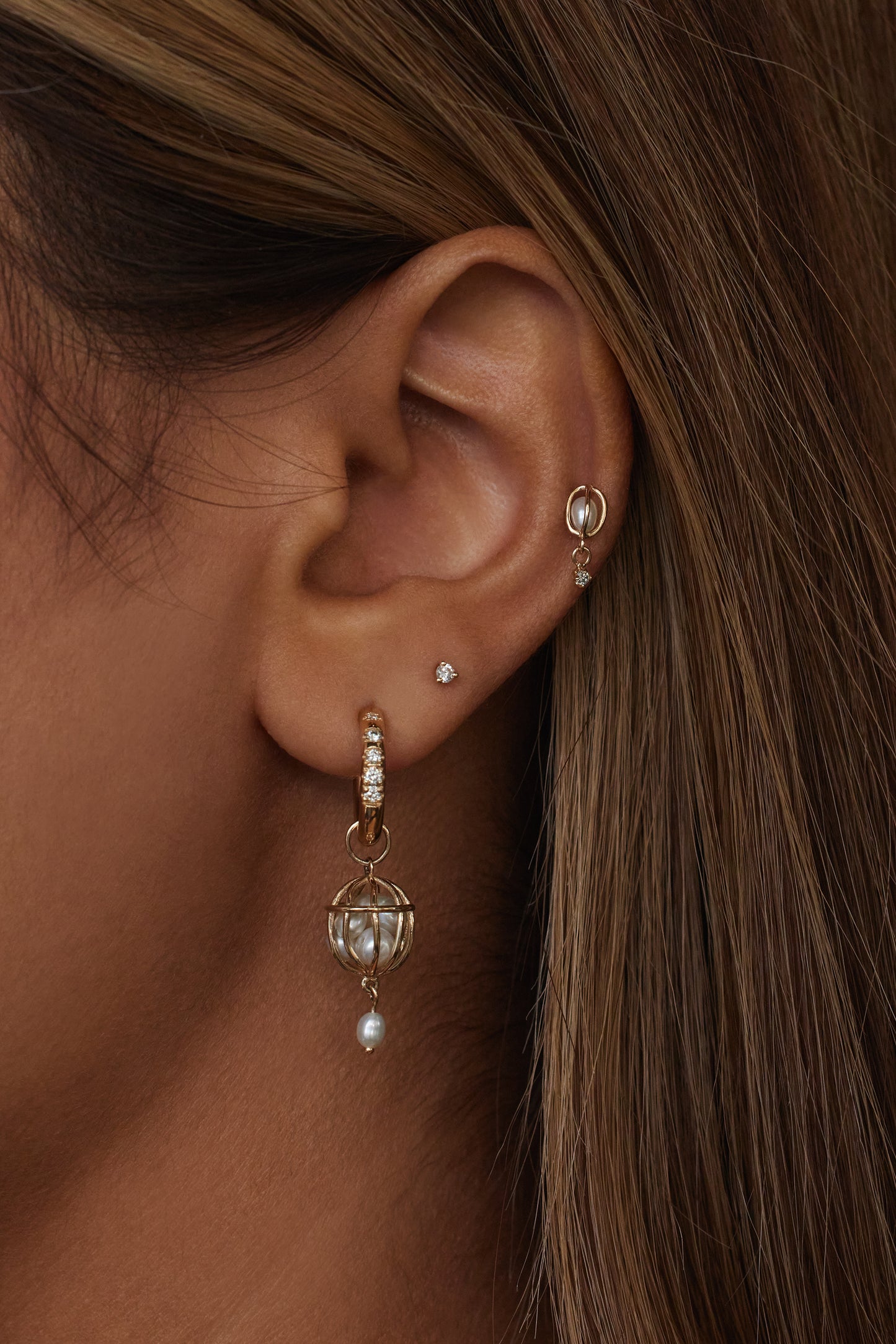 Universe Diamond & Pearl Earrings