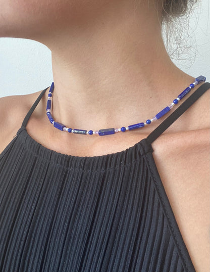 Lapis Pearl Amethyst Necklace