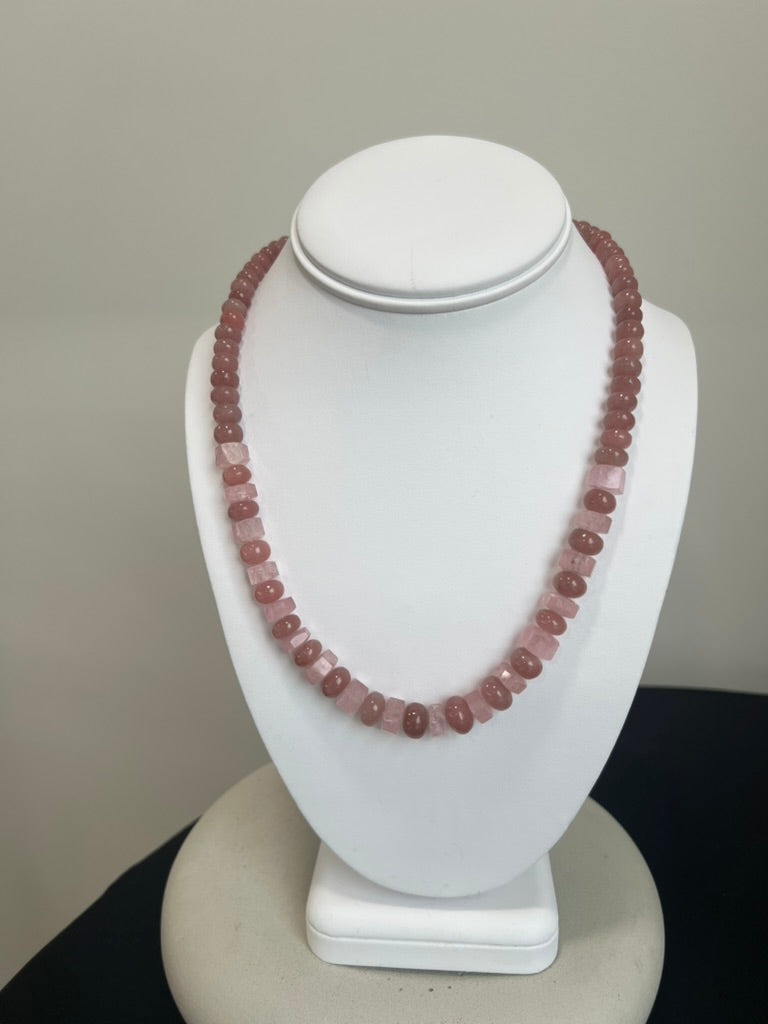 Guava Quartz and Pink Morganite Necklace