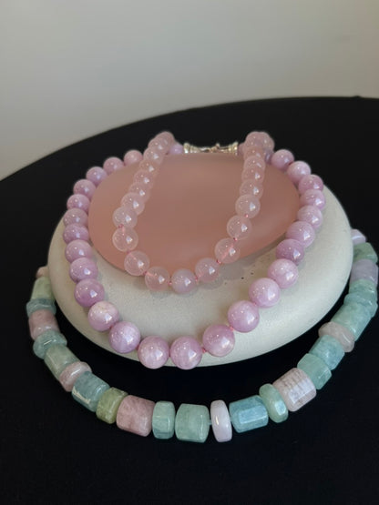 12 mm Pink Morganite on Silk