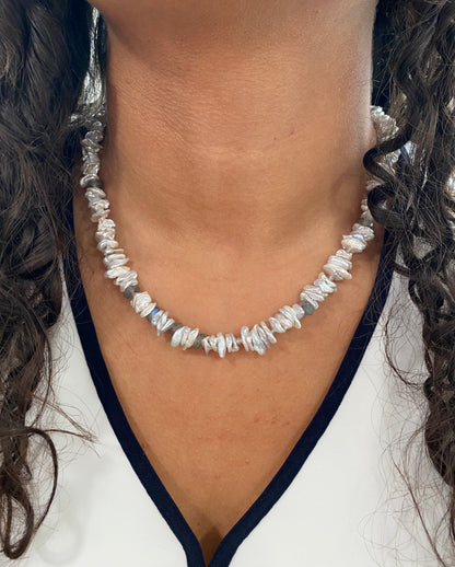 Keshi Pearl and Labradorite Necklace