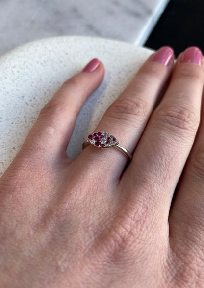 Ruby and Diamond Concave Disc Ring