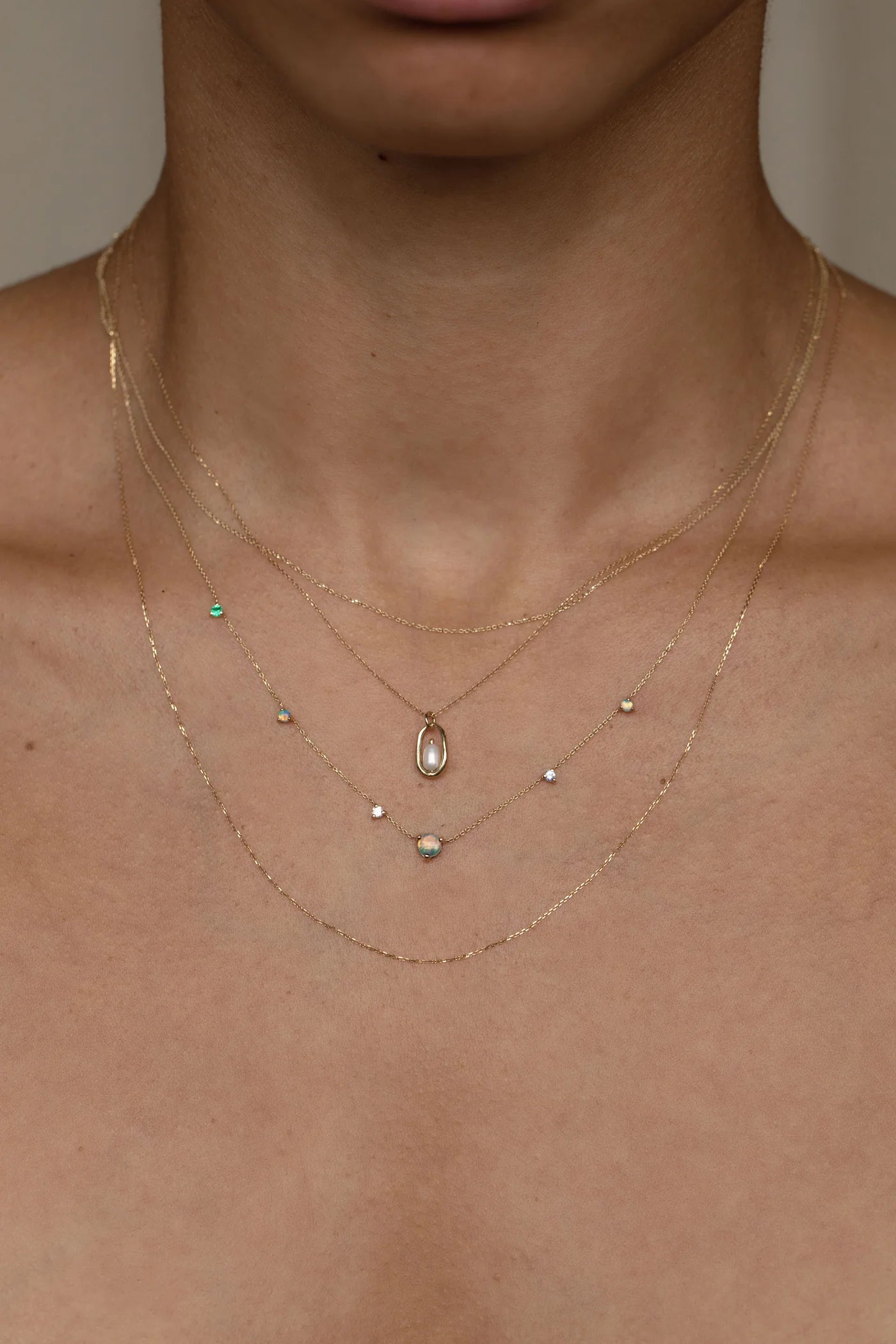 Pearl Droplet Hoop Necklace