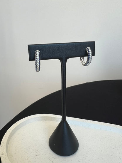 Blue Sapphire and Diamond Hoops