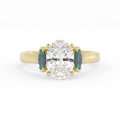 Teal Sapphires Accent Beautiful Engagement Ring