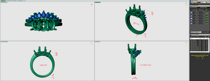 Custom Three Stone Engagement Ring Set