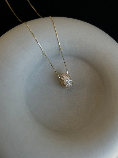 Diamond Pave Bead Necklace