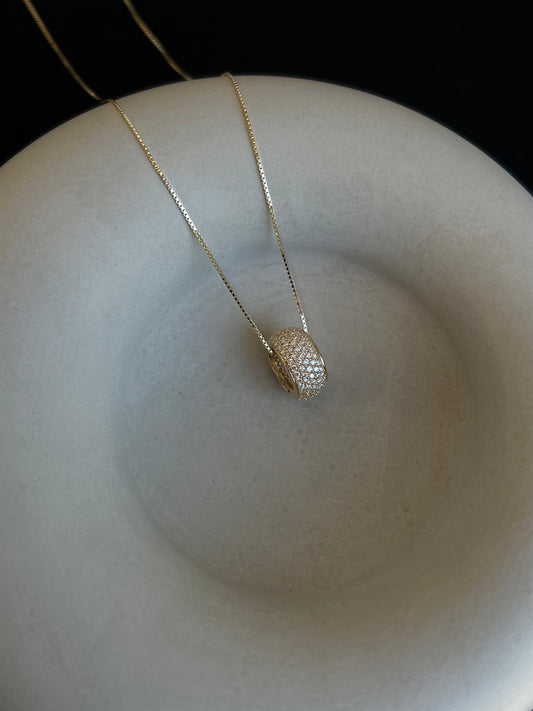 Diamond Pave Bead Necklace