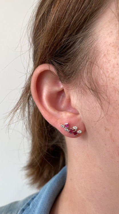 Ruby and Diamond Scattered Vine Earrings