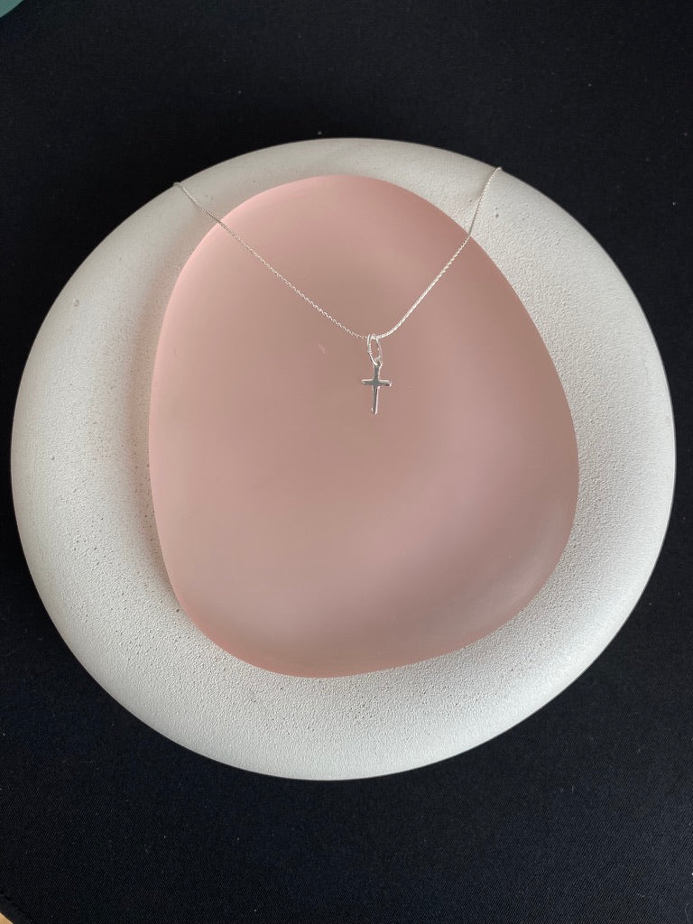 Small Silver Cross on Italian Chain