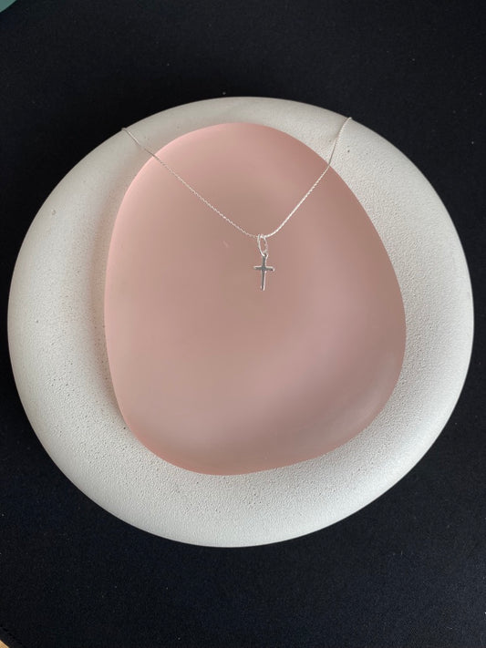 Small Silver Cross on Italian Chain