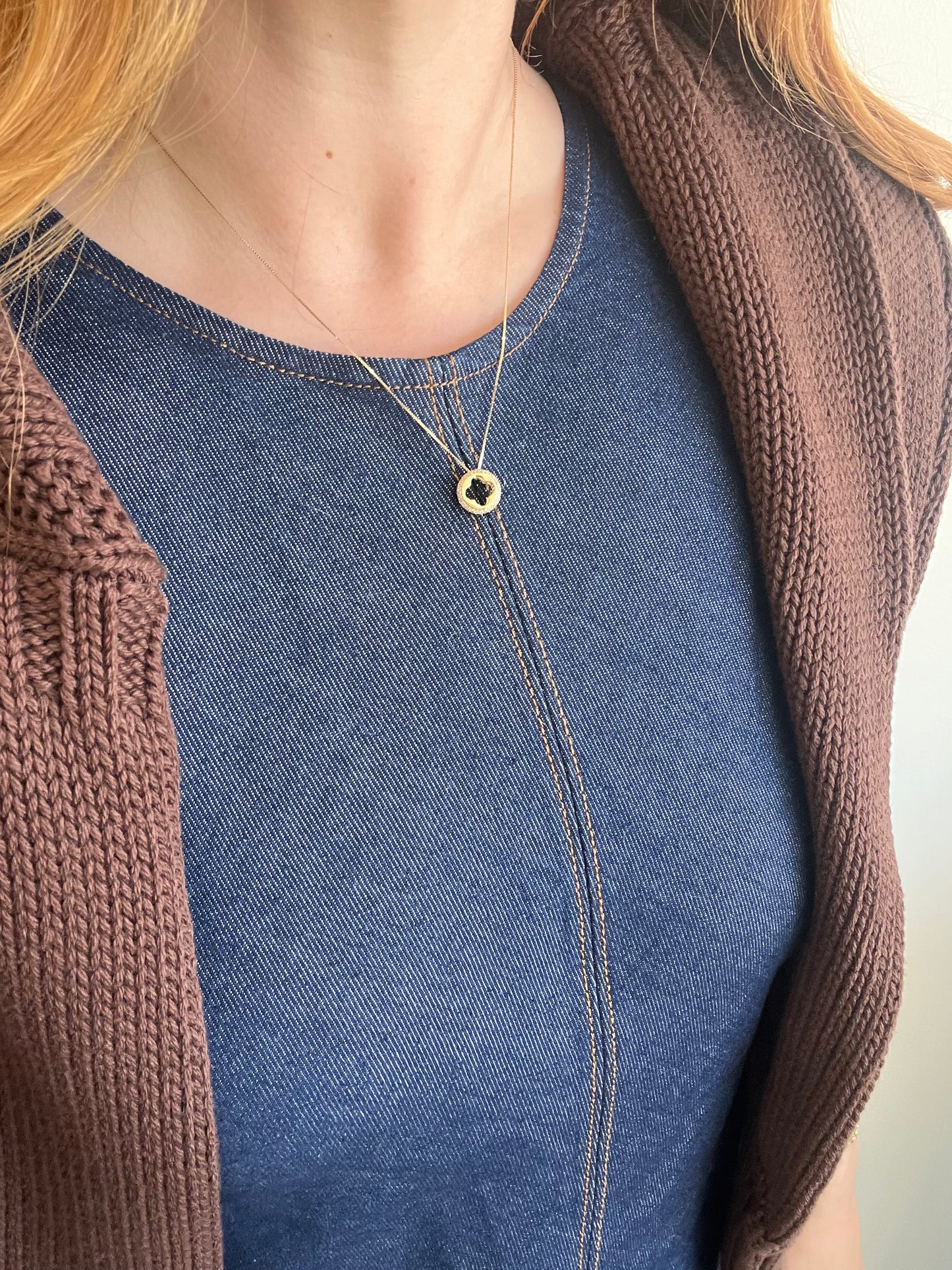 Diamond Pave Bead Necklace