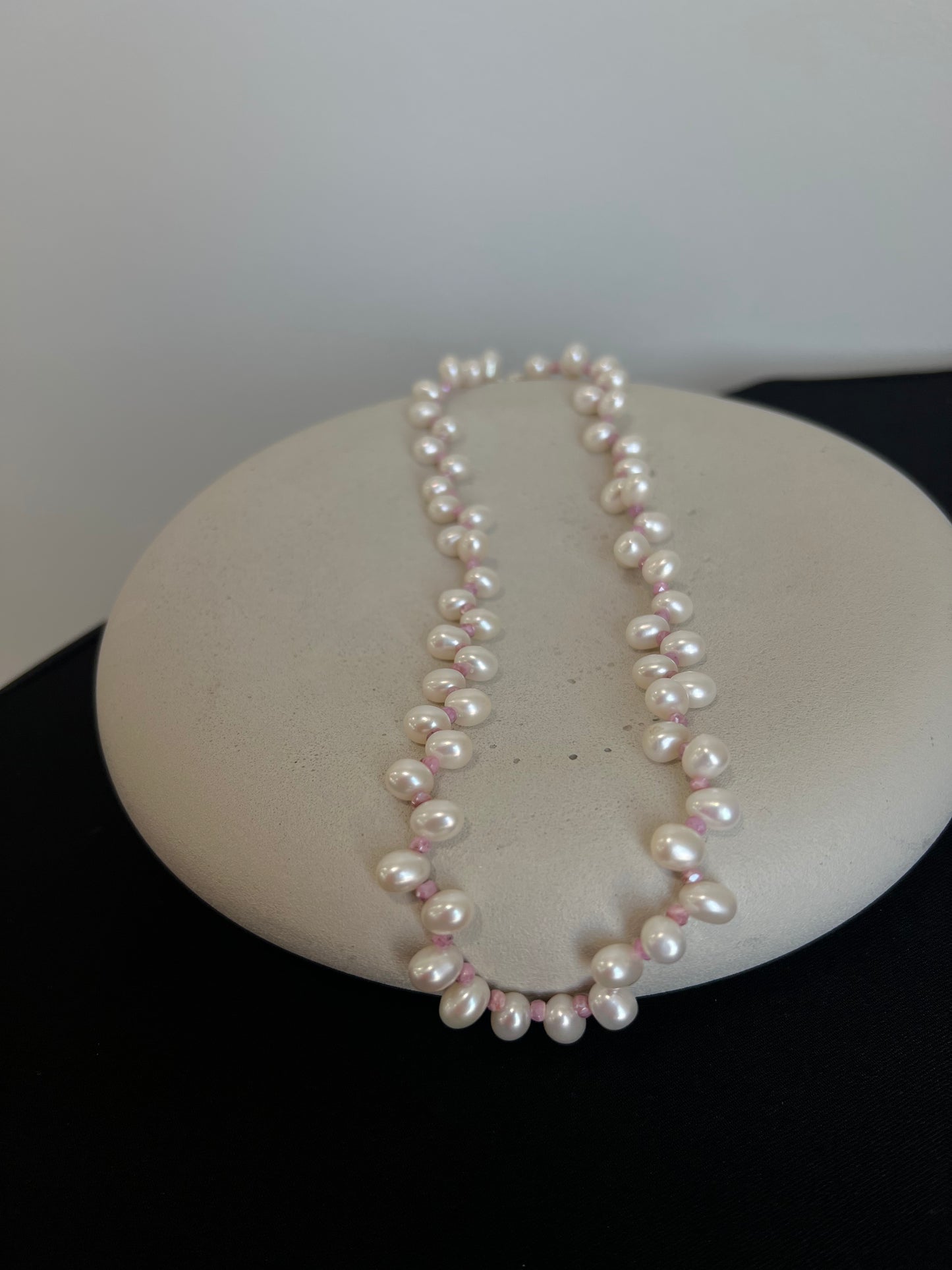Freshwater Pearl and Pink Spinel Necklace