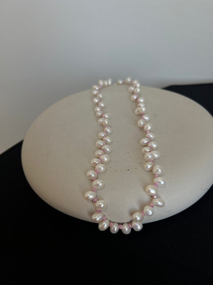 Freshwater Pearl and Pink Spinel Necklace