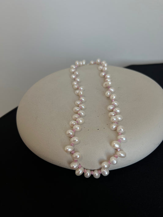 Freshwater Pearl and Pink Spinel Necklace