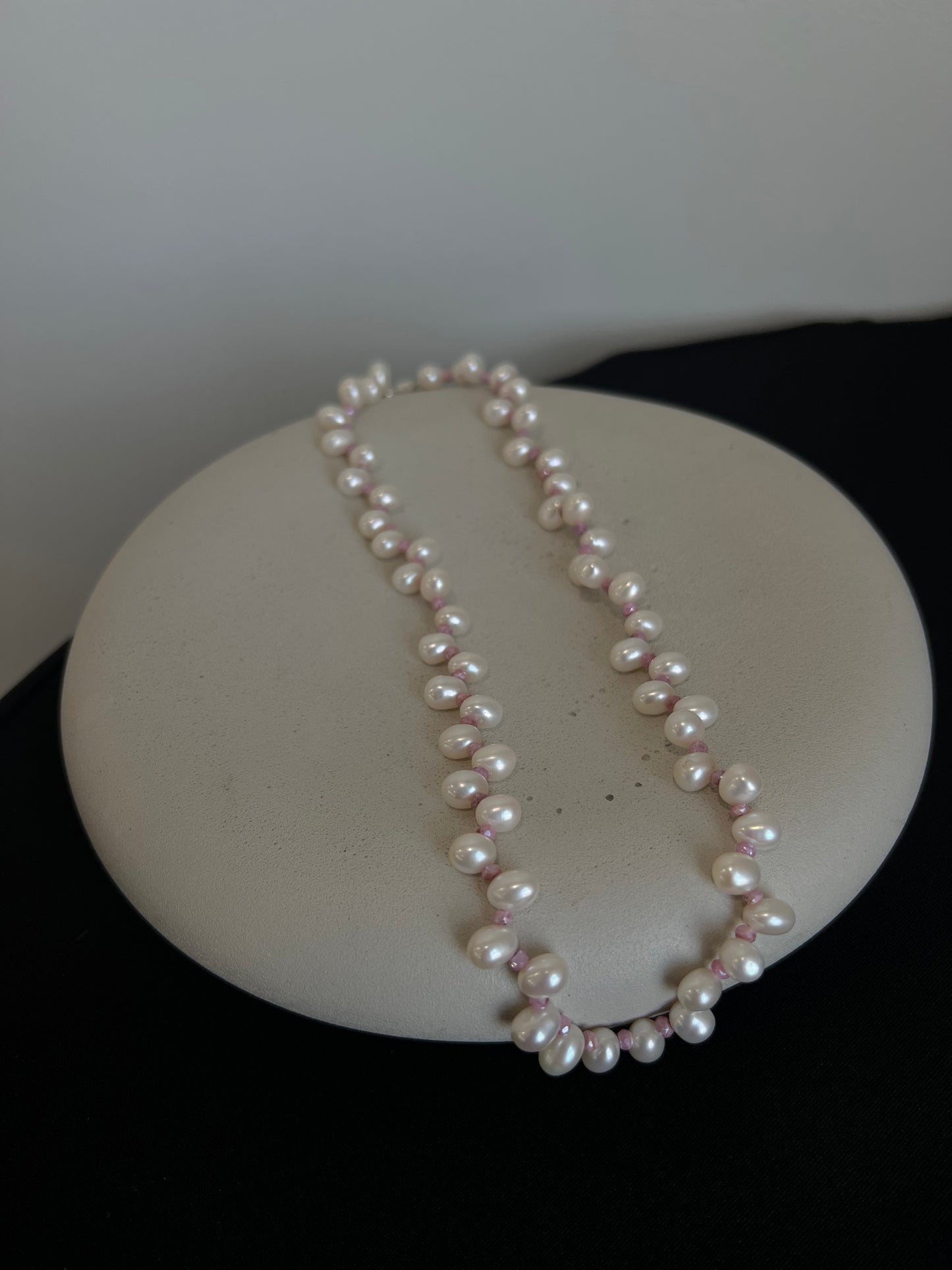 Freshwater Pearl and Pink Spinel Necklace