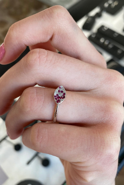 Ruby and Diamond Concave Disc Ring