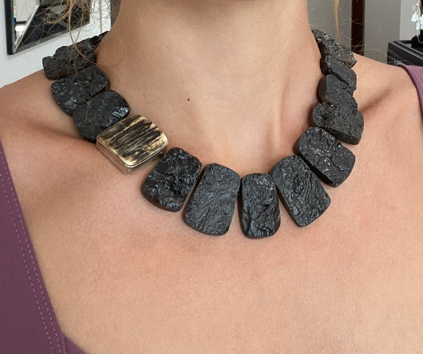 Hematite Stone and Ivory Collar