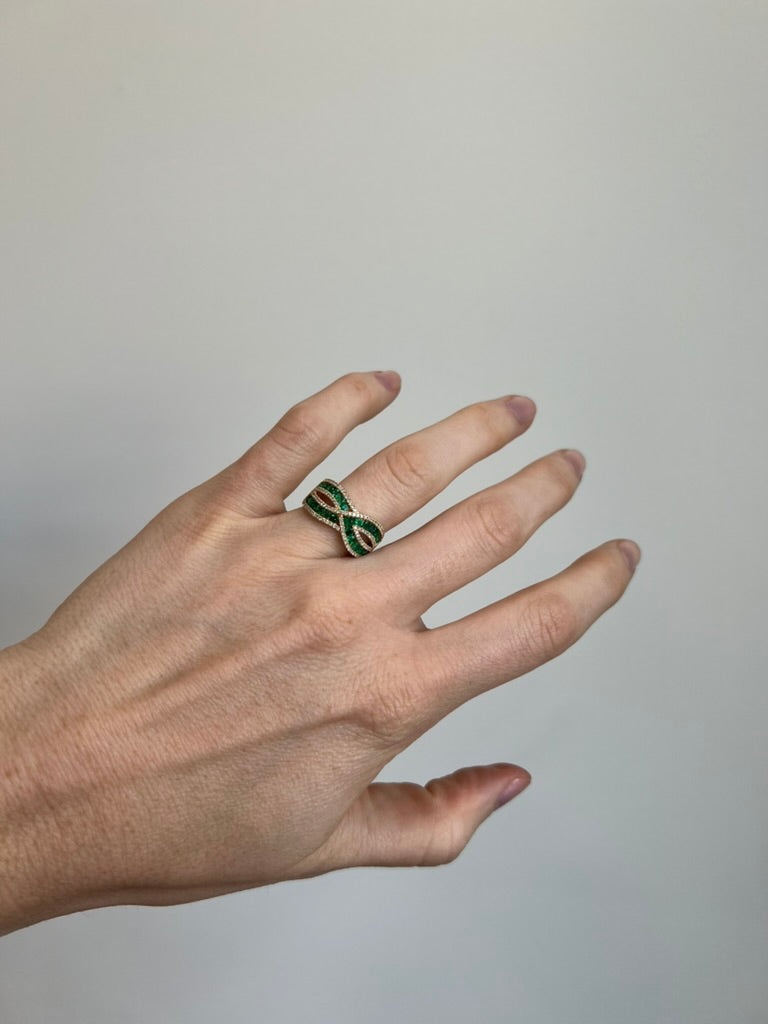 Emerald and Diamond Wrap Ring