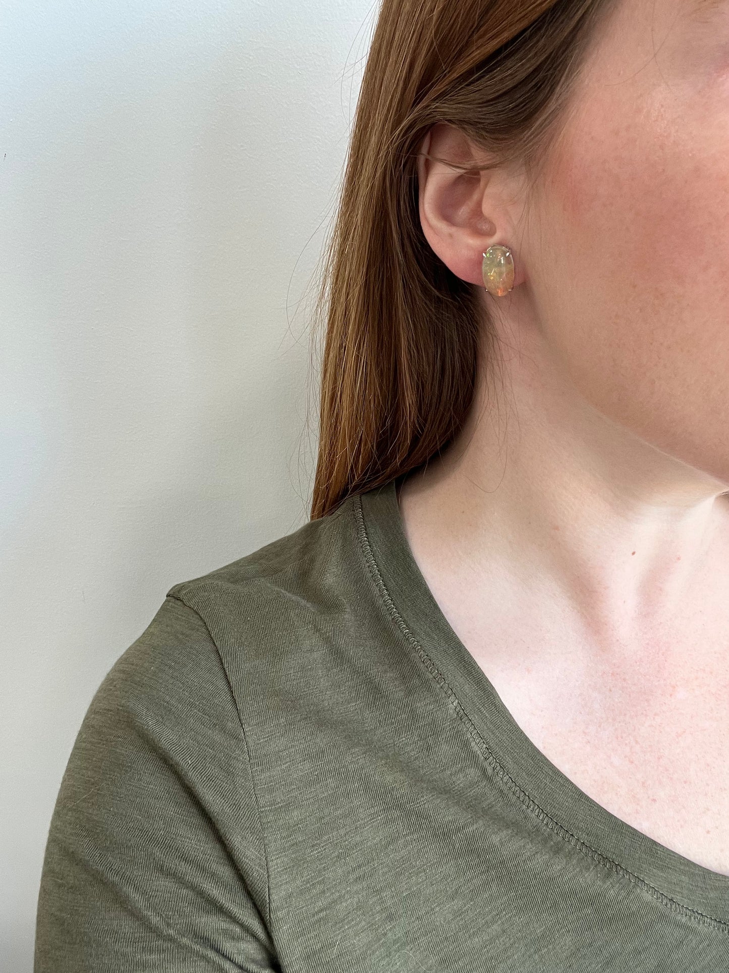 Oval Opal Earrings