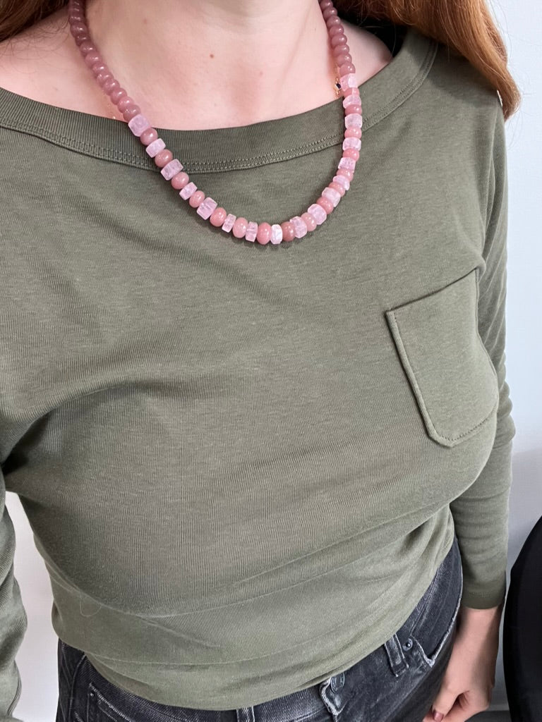 Guava Quartz and Pink Morganite Necklace