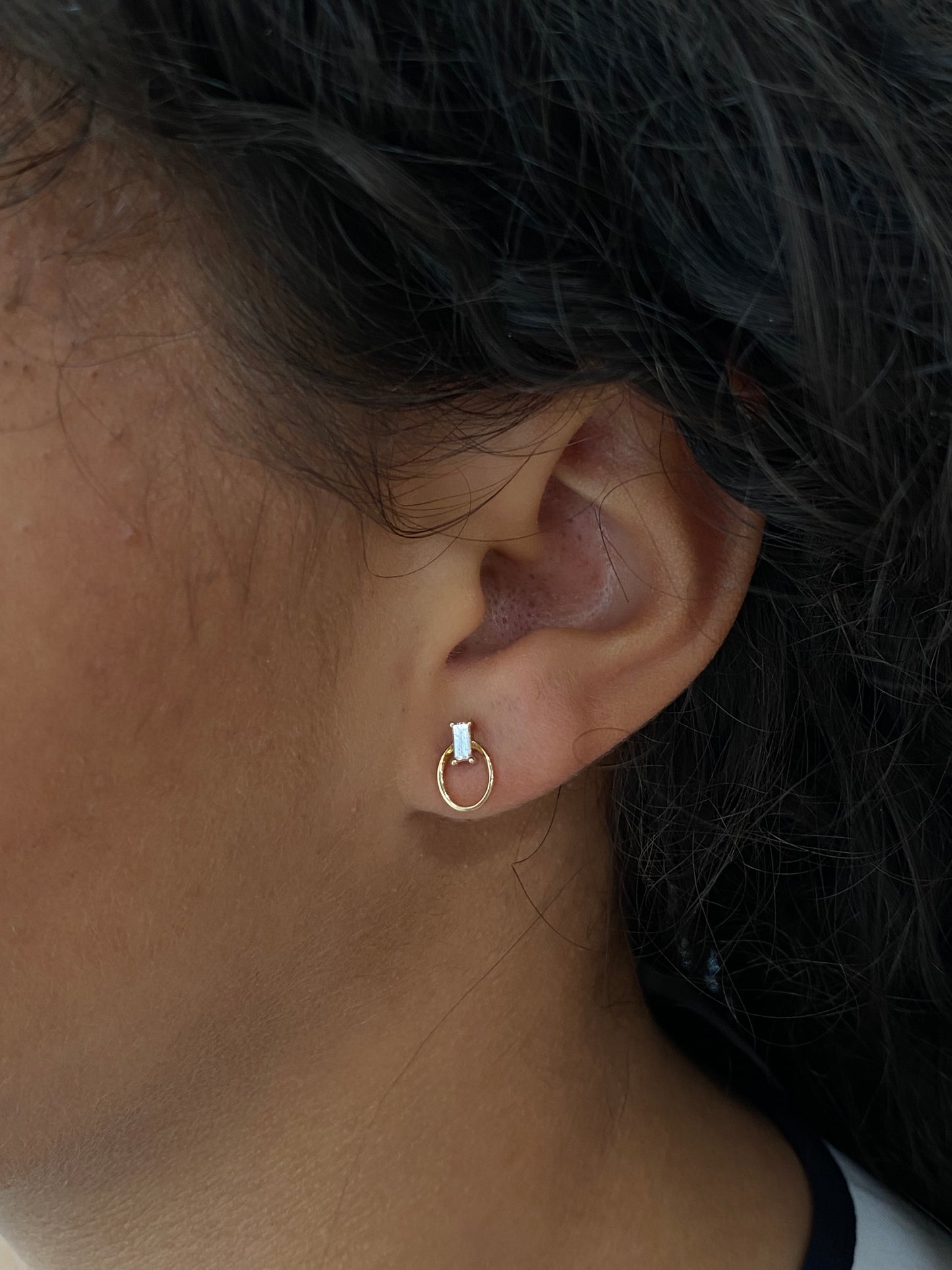 Baguette Diamond Circle Earrings