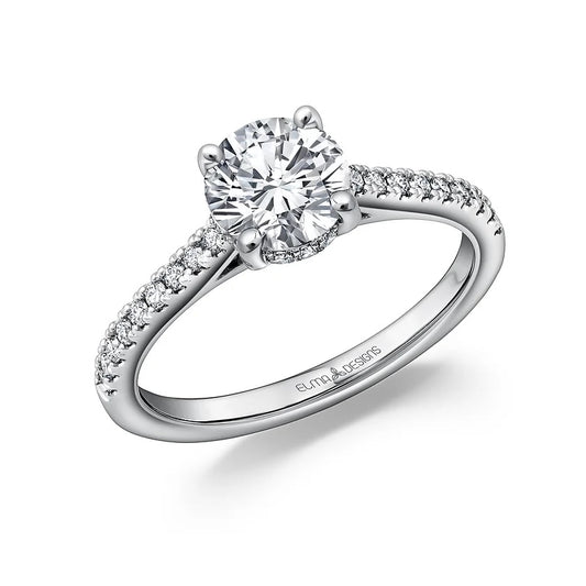 Diamond Engagement Ring with Hidden Halo