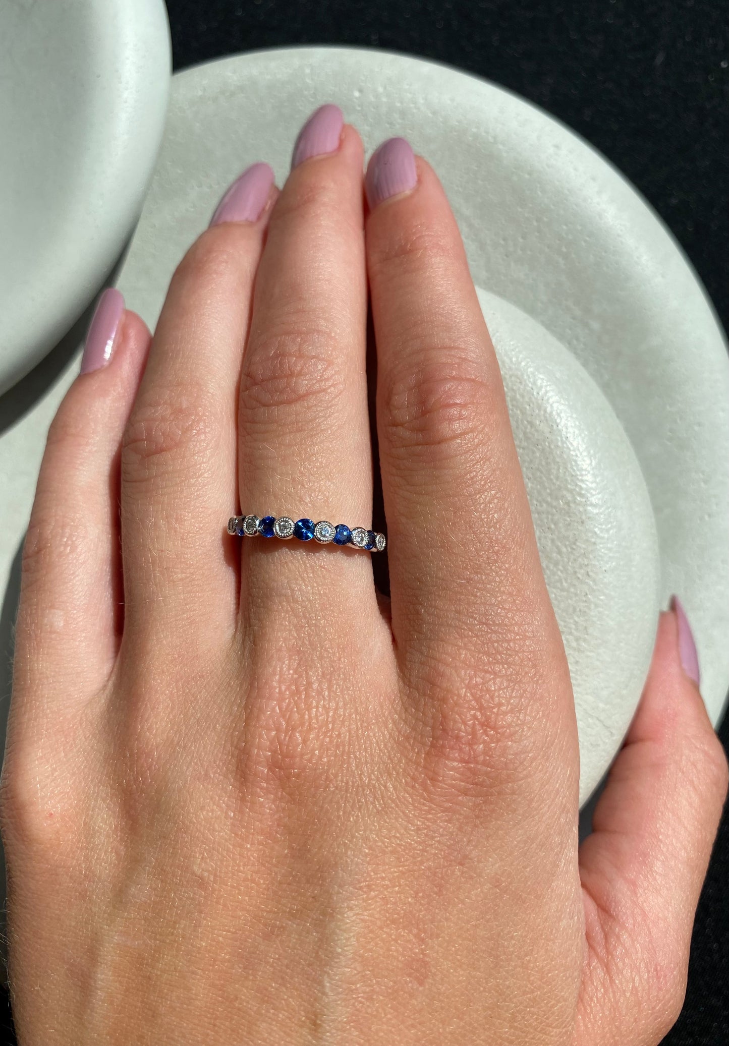 Sapphire and Diamond Floating Bezel Ring