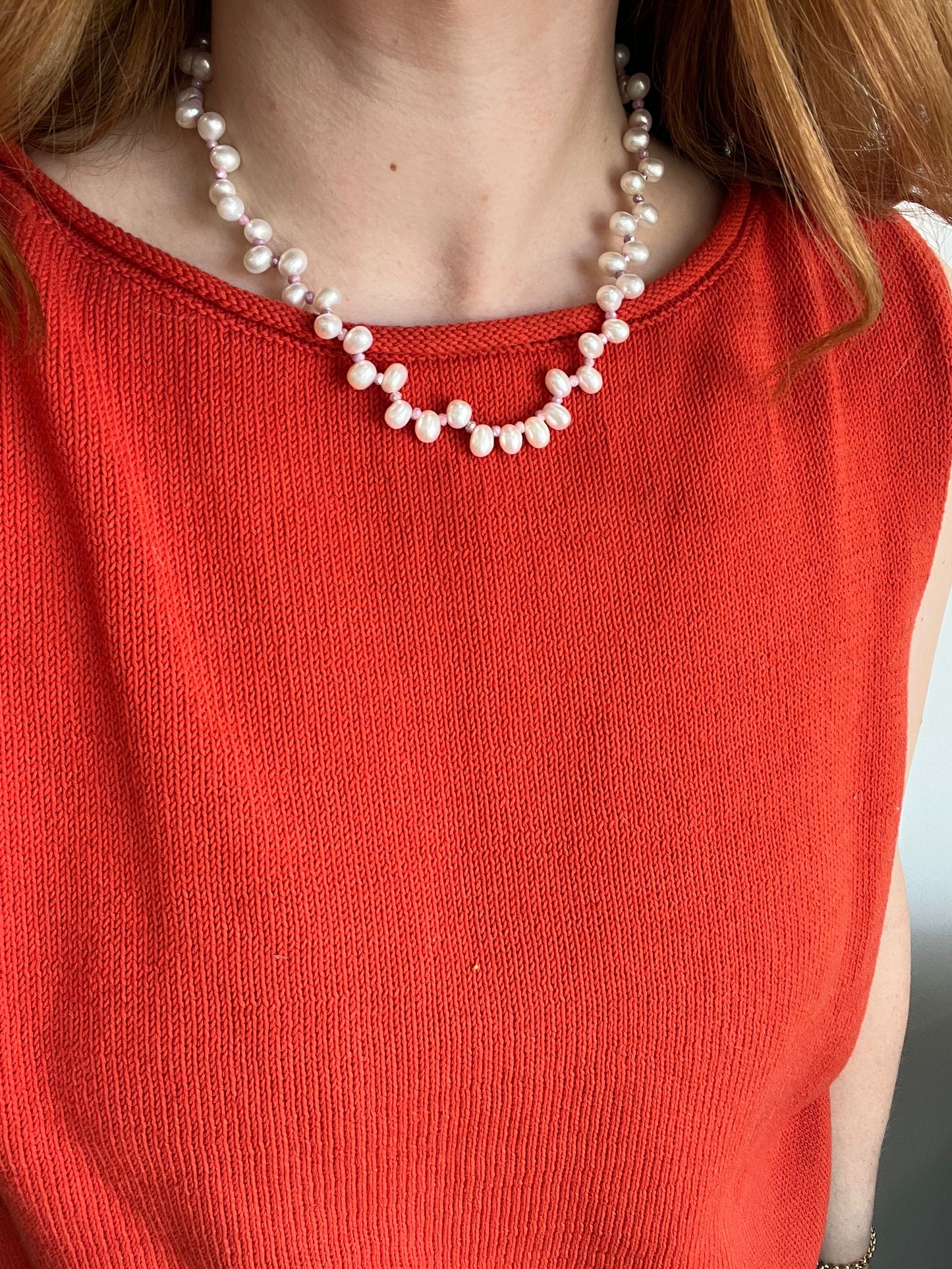 Freshwater Pearl and Pink Spinel Necklace