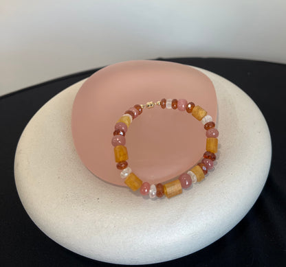 Tourmaline, Moonstone and Quartz Bracelet