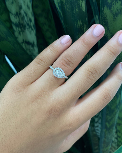 Pear Diamond Horizontal Halo Ring