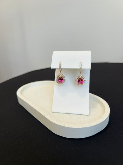 Pink Tourmaline and Diamond Drops