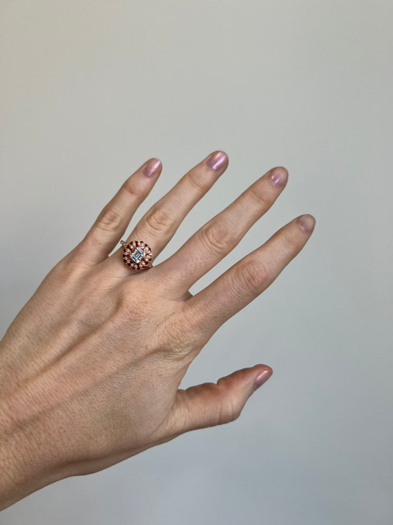 Ruby and Diamond Mosaic Ring