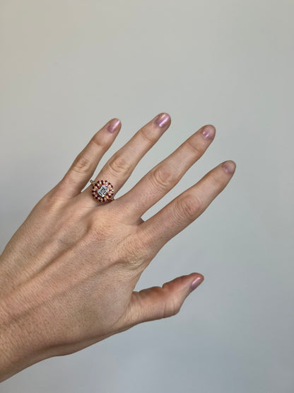 Ruby and Diamond Mosaic Ring