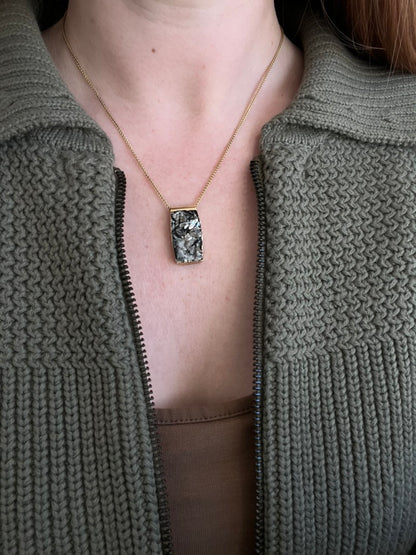Drusy Tourmaline Gold Necklace